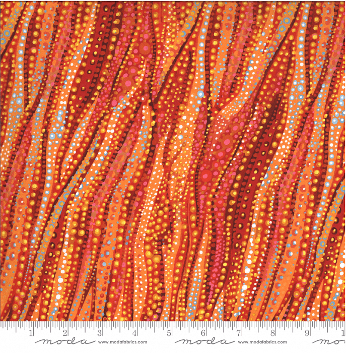 Ткань хлопок пэчворк оранжевый, цветы фактура флора, Moda (арт. 51244 15D)